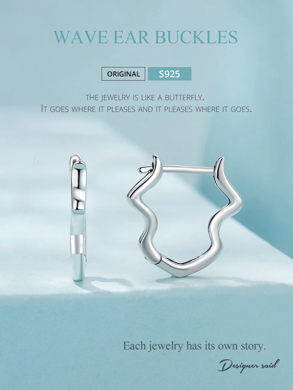 BAMOER 925 Sterling Silver Dainty Wave Huggie Hoop Earrings Hypoallergenic Ear Buckles for Women Jewelry Gift SCE1761