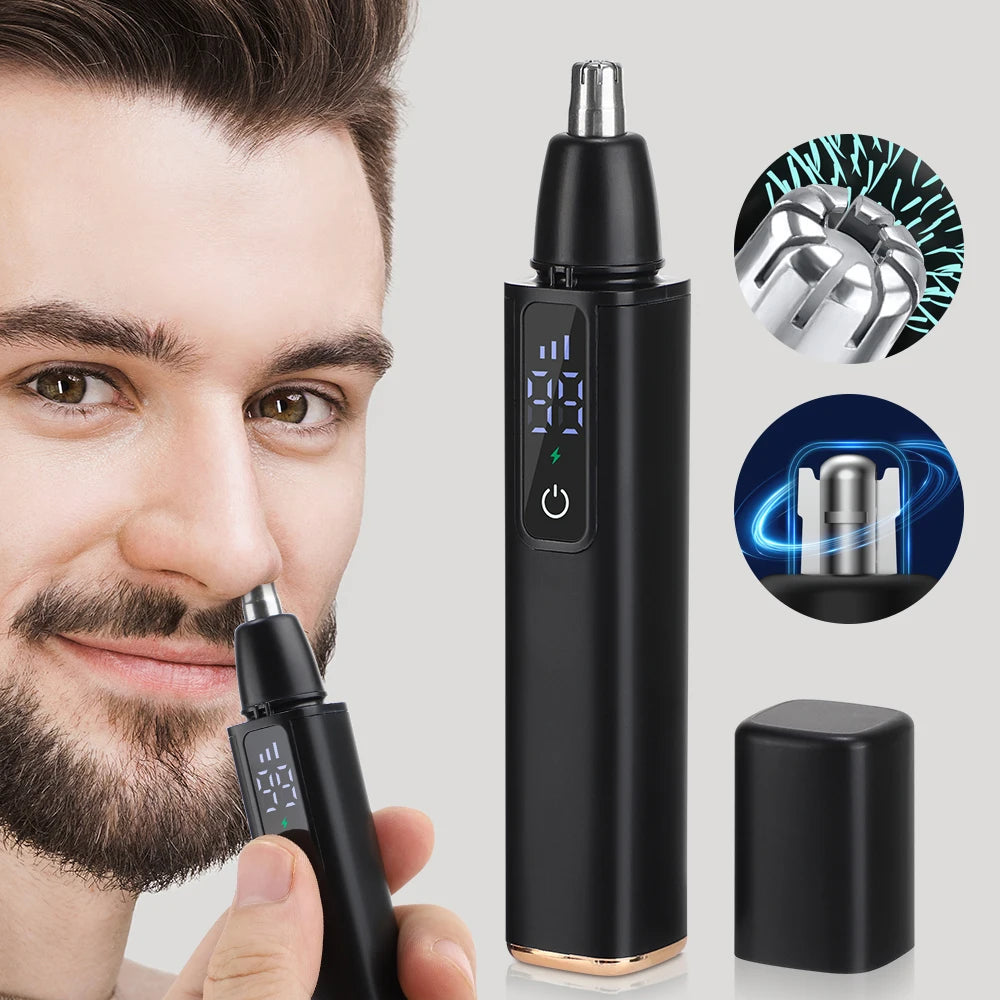 Electric Nose Hair Trimmer with Digital Display Hair Remover Nose Hair  Shaver Scissors Face Care Kit Tools with USB Charging