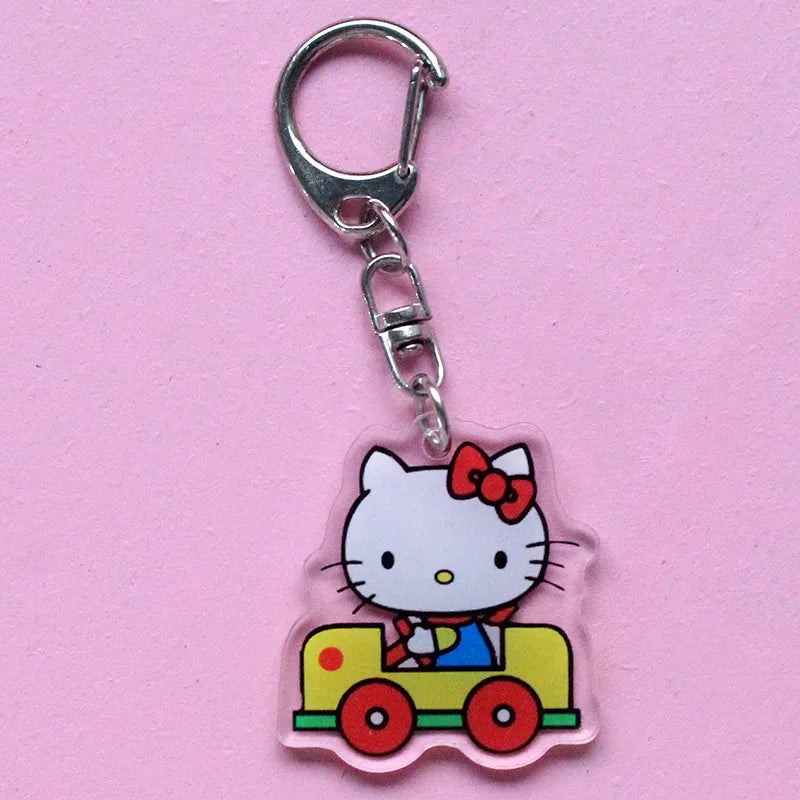 Hello Kitty Acrylic Keychain Accessories Sanrio Anime Figures Key Chain Pendant Cartoon Cosplay Chains Keyring Accessoried Gifts