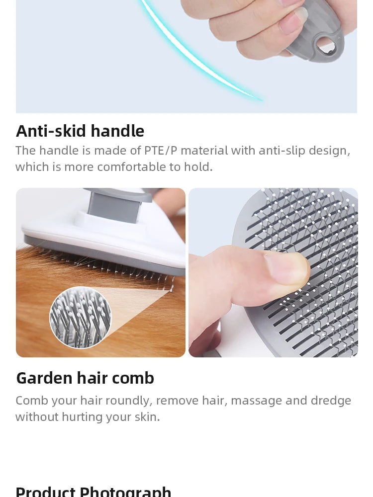 Pet Comb Cat Comb Dog Fluffy De-Fluffing Hair Needle Comb Self-Cleaning Needle Comb Pet Supplies