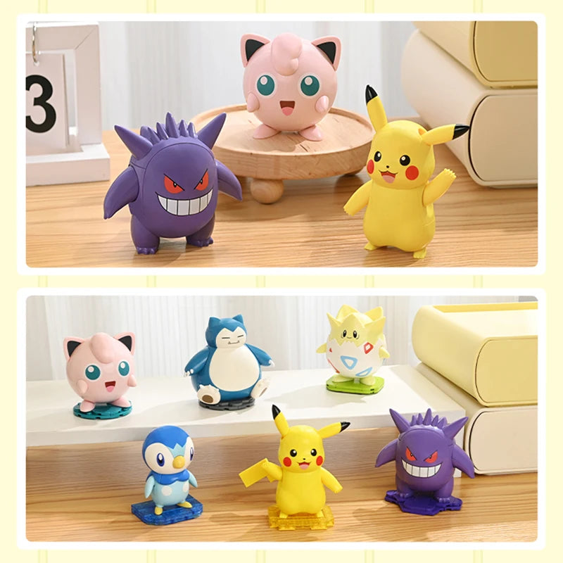 Original Pokemon Building Blocks Pikachu Gengar Snorlax Anime Cartoon Bricks Sets Movie Dolls Model Kids Toys For Children Gifts