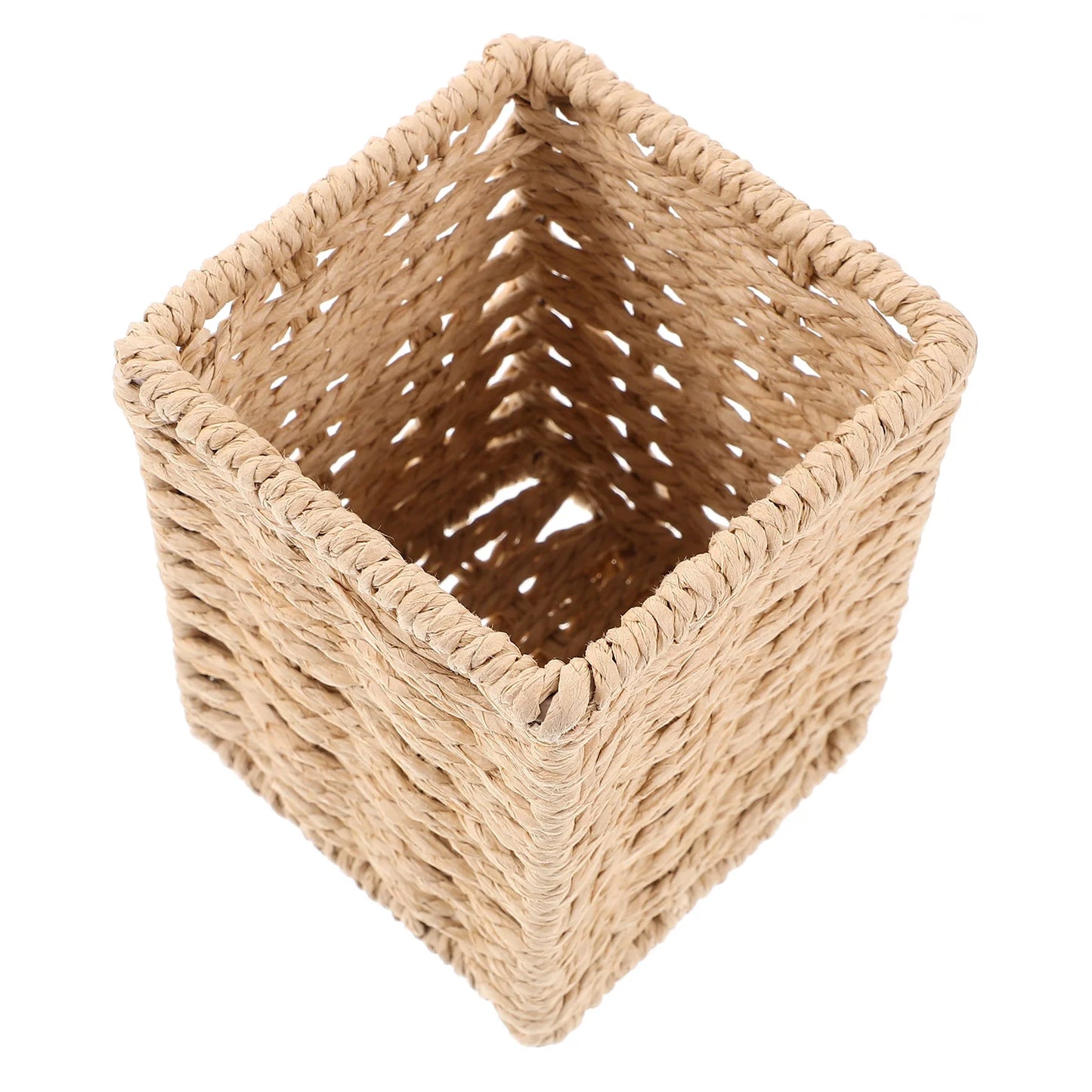 Rattan Pencil Holder Handmade Wicker Pen Cup Makeup Brushes Holder Woven Vine Desk Organizer Pen Container Box Kitchen