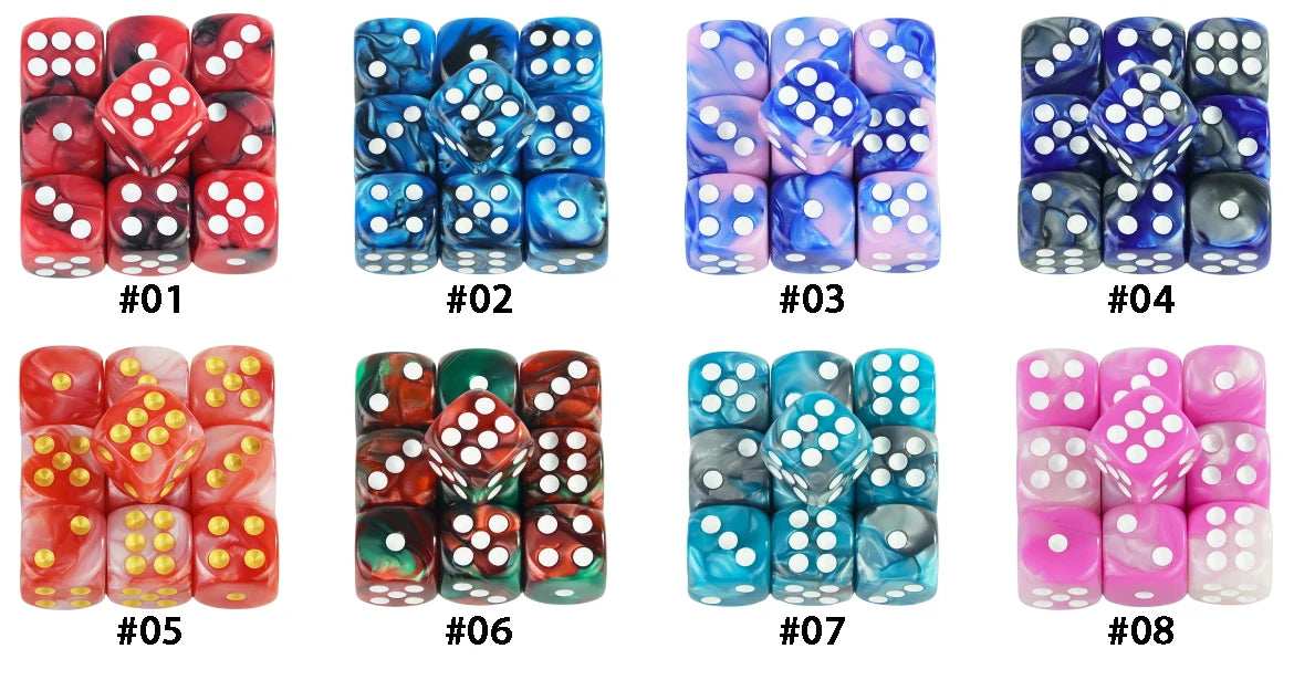 Premium Quality Pip D6 Dice Set for Table Board Gaming - 12mm Mixed Color, Pack of 10