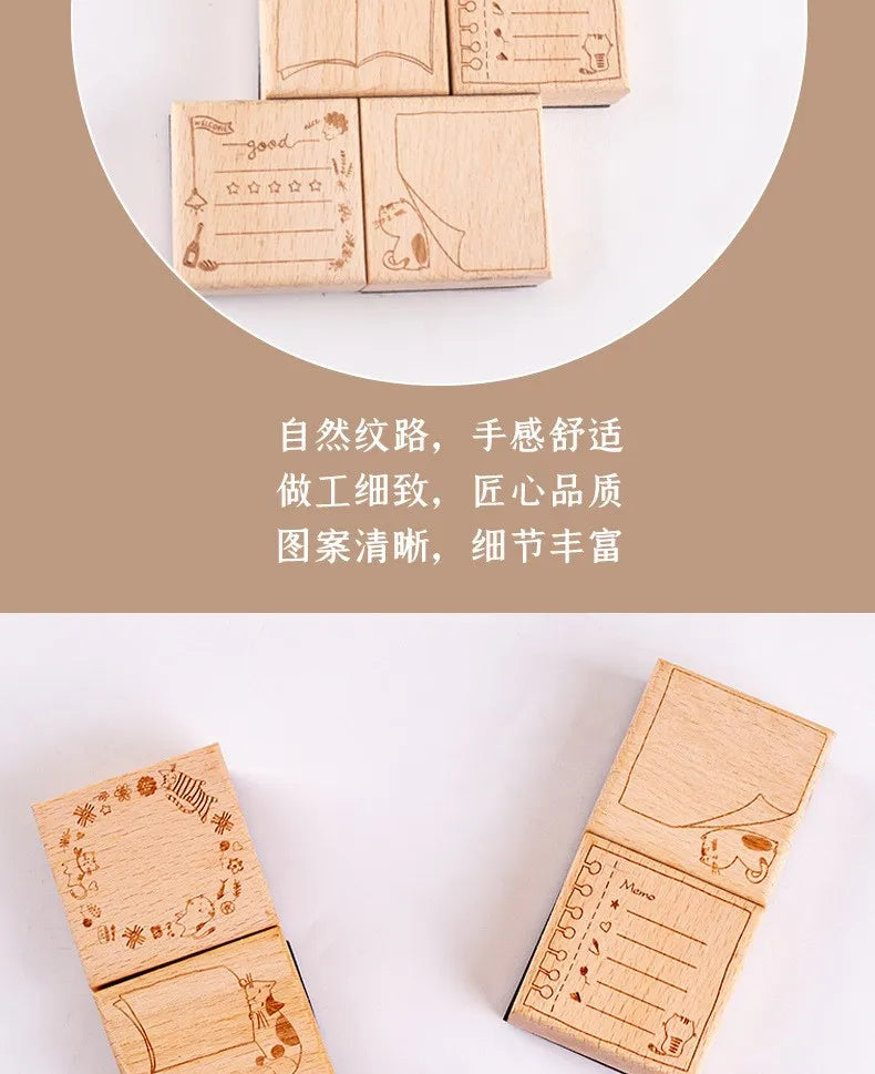 Cat Animals Wooden Rubber Stamps for Card Making Scrapbooking and Crafts