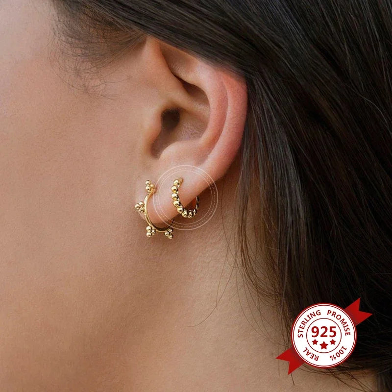 925 Sterling Silver Needle Metal Sea Shell Pendant Hoop Earrings Ball Round Moon Dangle Earrings for Women Party Fashion Jewelry