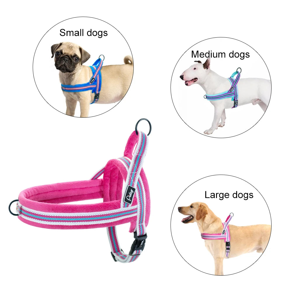 Warm Dog Harness Vest Winter Dog Harnesses Soft Padded Pet Training Harnesses Vests Adjustable For Small Large Dogs Bulldog Pug