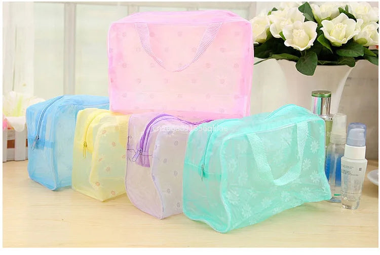 Transparent Waterproof PVC Cosmetic Storage Bag Multicolour Women Organizer for Makeup Pouch Compression Travelling Bath Bags