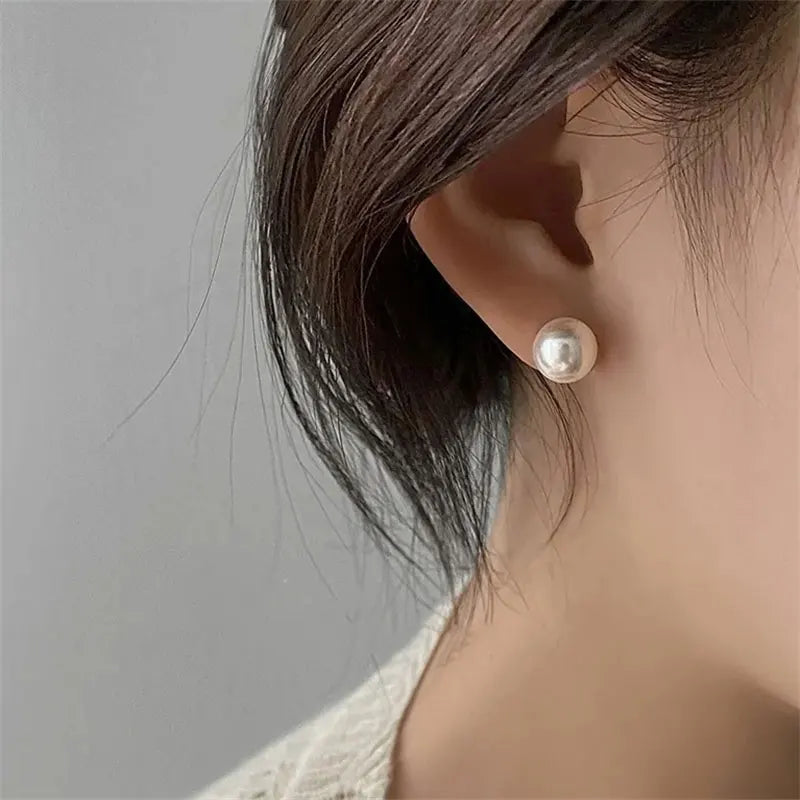 SOMILIA Fashion 925 Sterling Silver Needle Freshwater Pearl Stud Earrings Ball Earrings For Women Silver Jewelry Pierced 4-14MM