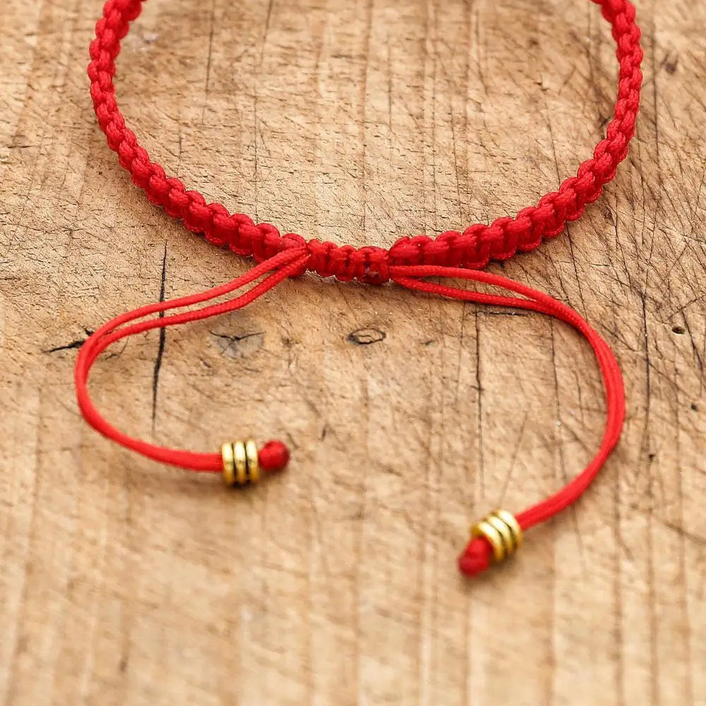 Handmade Red Rope Braided Bracelet Stainless Steel Tibetan Buddhist Lucky Charm Bracelets & Bangles For Women Men Gift