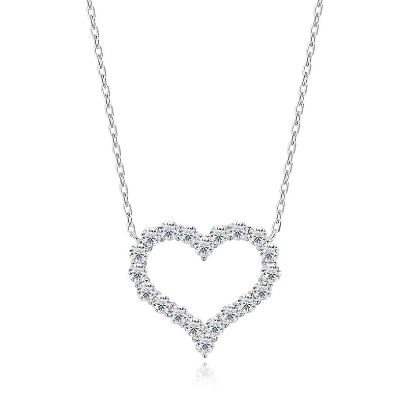Smyoue 2CT Pass Tested Moissanite Heart Necklace for Women S925 Silver Plated Platinum Simulated Diamonds Pendant Birthday Gift