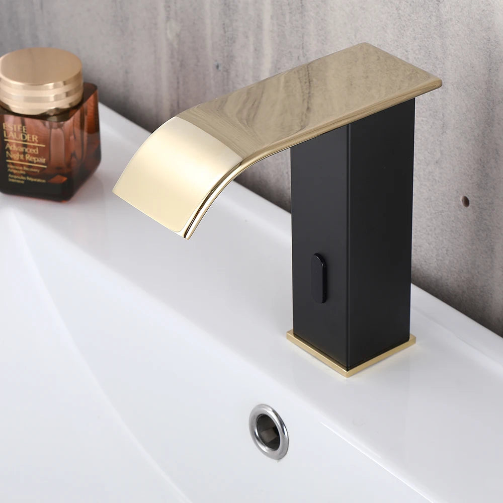 Luxury Sensor Bathroom Faucet Deck Mounted Tap Short or Tall Sink Mixer Battery Powered Infrared Sensing Basin Tap