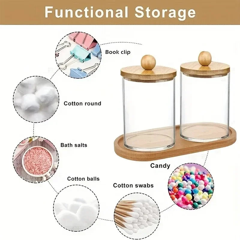 Makeup Organizer Cosmetic Storage Box Organizador Cotton Swab Holder Cotton Pad Box Clear Plastic Box with Lid Dust-proof