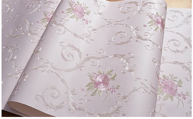 European Self-adhesive Non-woven Wallpaper 3d Garden Flower Warm Bedroom Living Room Wall paper Home Decor Luxury Wall Stickers
