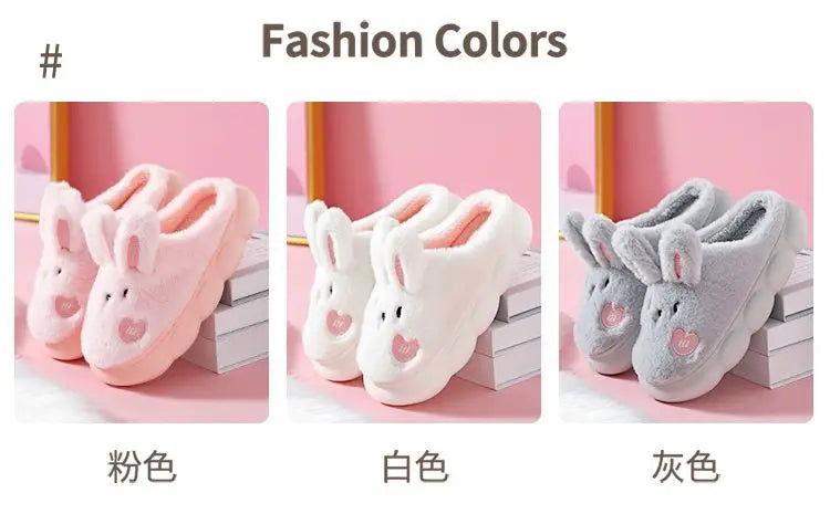 White Bunny Slippers For Home Kawaii Shoes Women Rabbit Fluffy Slippers Winter Indoor Sandals Woman Platform Bootie Slipper New