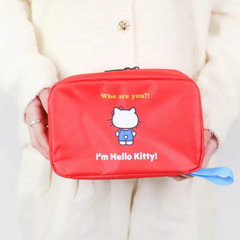 Sanrio Hello Kitty Portable Large Capacity Hangable Cartoon Fold Cosmetic Storage Bag Wall Handbag A Birthday Gifts for Girls