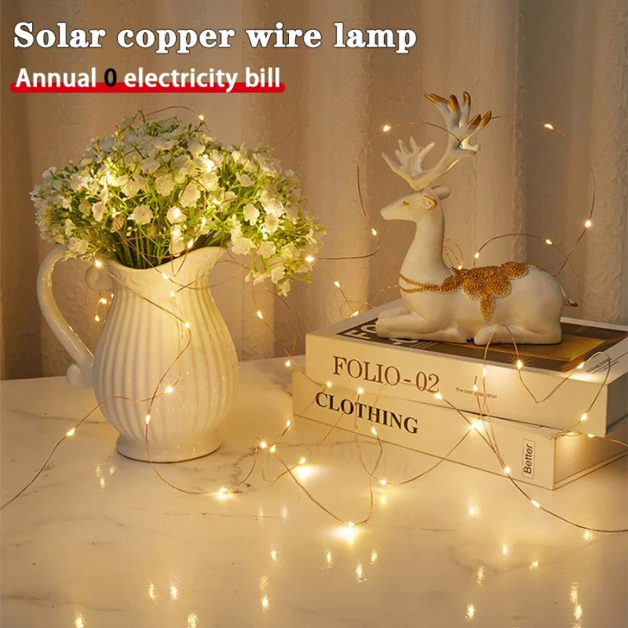 32m/22m/12m/7m LED Solar Light String Outdoor Waterproof Copper Wire Light Garden Wedding Fairy Lamp Christmas Decorative Light