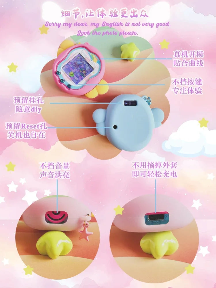 Tamagotchi Uni Electronic Pet Silicone Protective Cover Angel And Devil Cute Soft Cover Anti Drop Single Item Pendant Kid Gifts