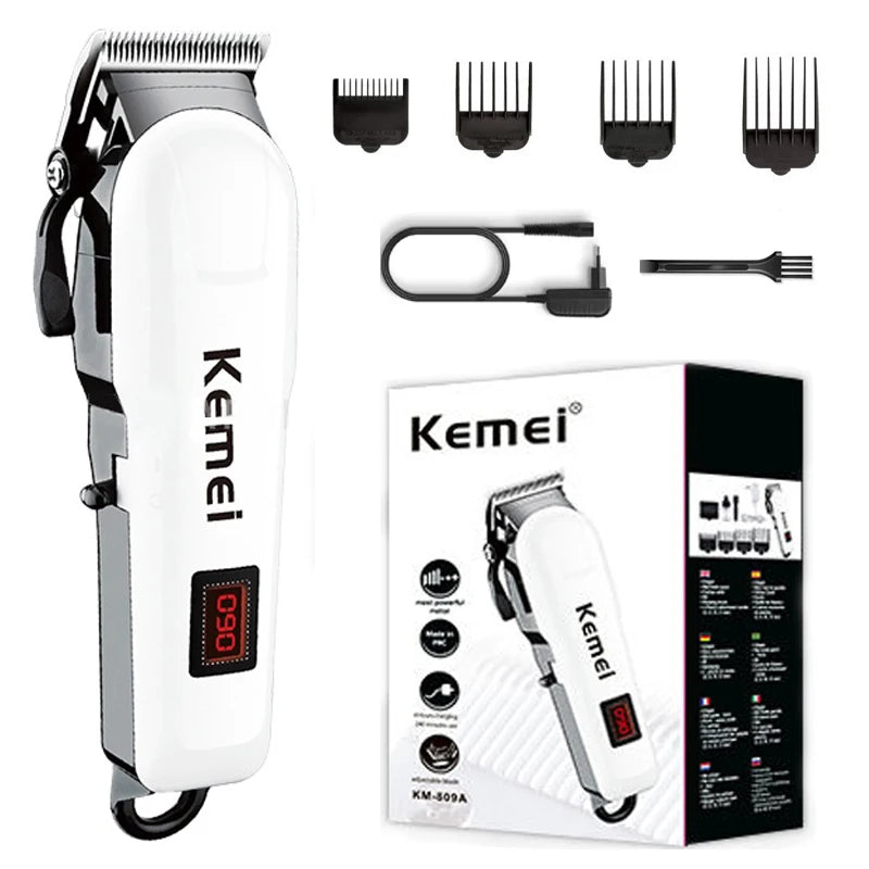 Original Kemei Barber Cordless Professional Hair Clipper For Men Beard Hair Trimmer Rechargeable Lithium Haircut Two Speed Motor