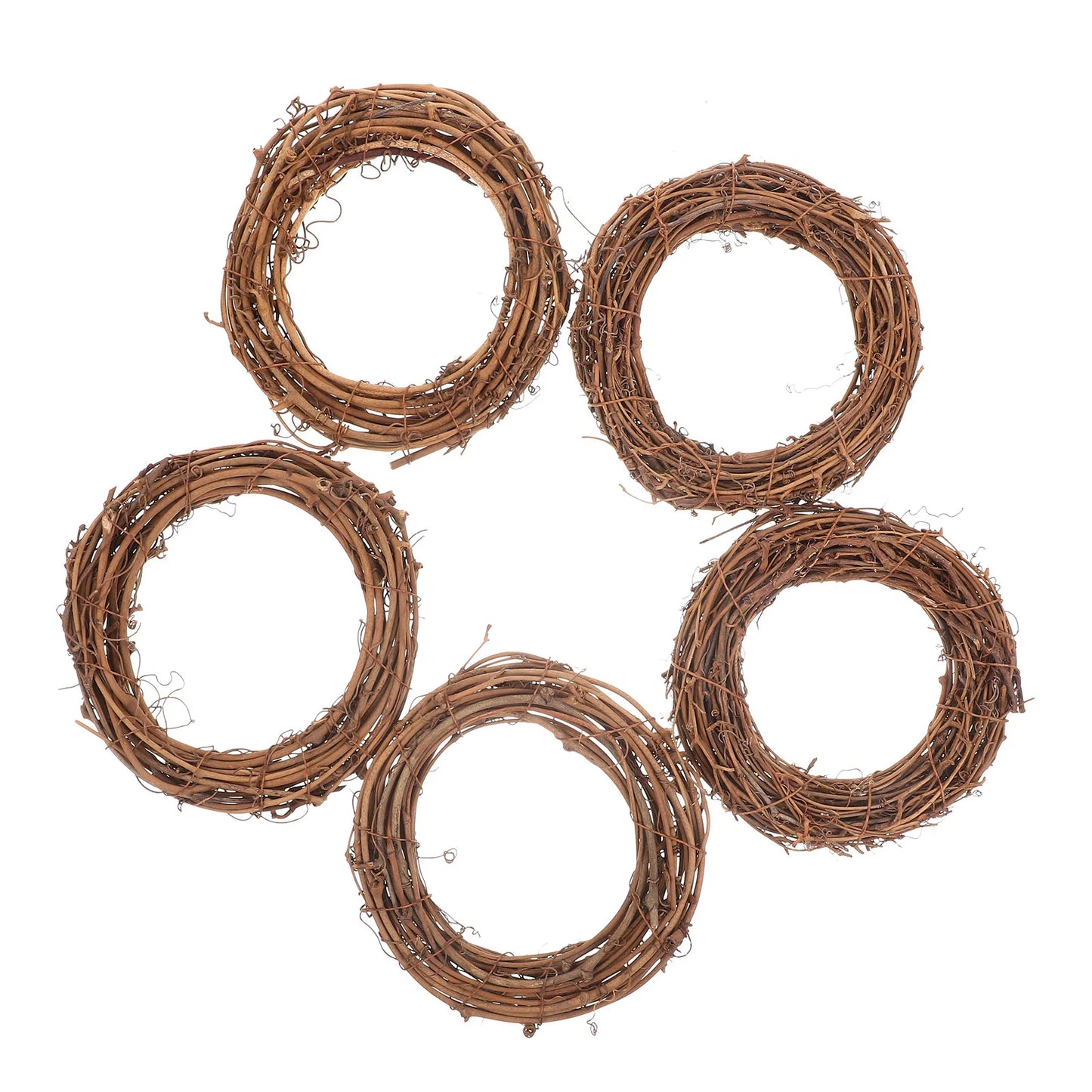 5 Pcs Wedding Decor Rattan Garland DIY Ring Christmas Lights Brown Halloween Wreath Pendant