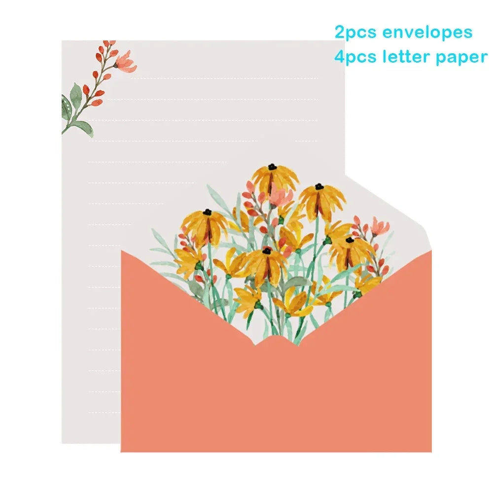 Kawaii Envelopes Letter Paper Set Flower Envelope Wedding Greeting Card Invitation Cards Cover Korean Stationery Office Supplies