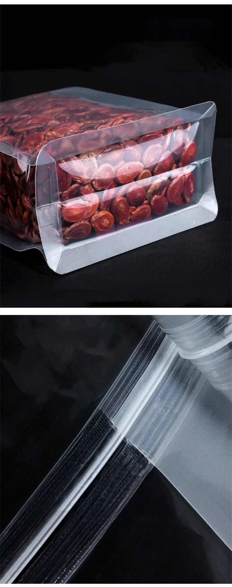 50Pcs Food Packaging Ziplock Bags Transparent with Handle Stand Up Sealed for Candy Nuts Storage Reusable Zip Lock Pouches