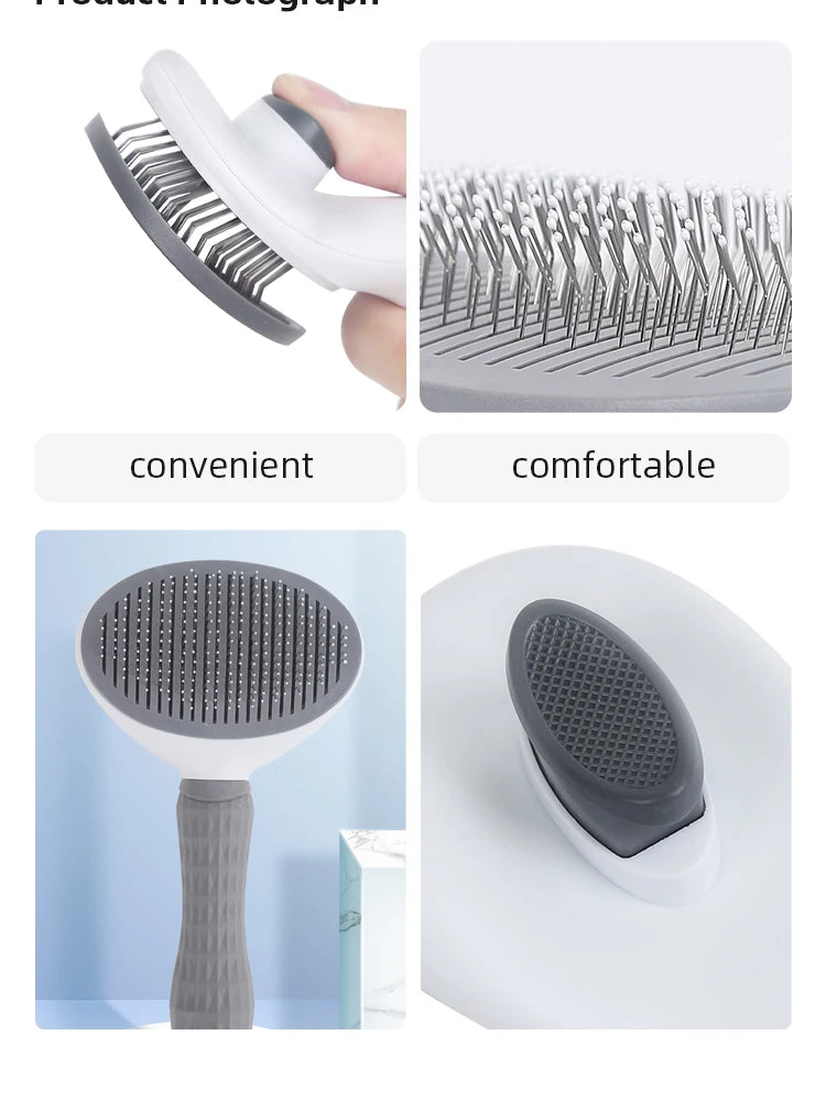 Pet Comb Cat Comb Dog Fluffy De-Fluffing Hair Needle Comb Self-Cleaning Needle Comb Pet Supplies