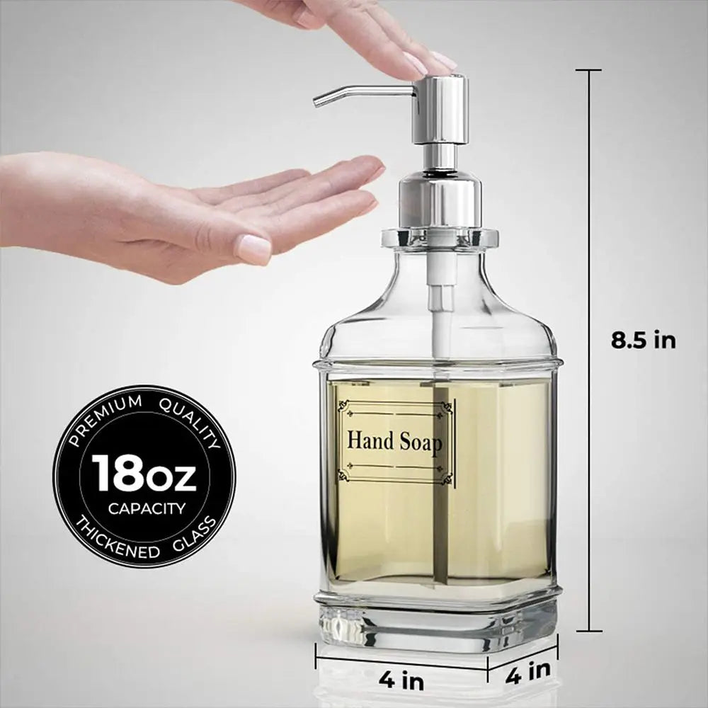 Labels Thick Glass Stainless Steel Pump Press Type Liquid Foam Machine Soap Dispenser Separate Bottle Washing Hand