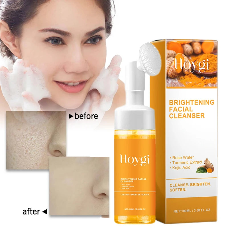 100ml Turmeric Cleansing Mousse Brightening Face Wash Foam Face Cleanser Oil Control Blackhead Remover Skin Cleansing