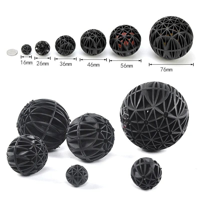 20/50/100Pcs/Lot Aquarium Bio Balls Filter Media Fish Tank Nitrifying Bacteria Bio Ball With Filter Cotton Diameter 16~76mm