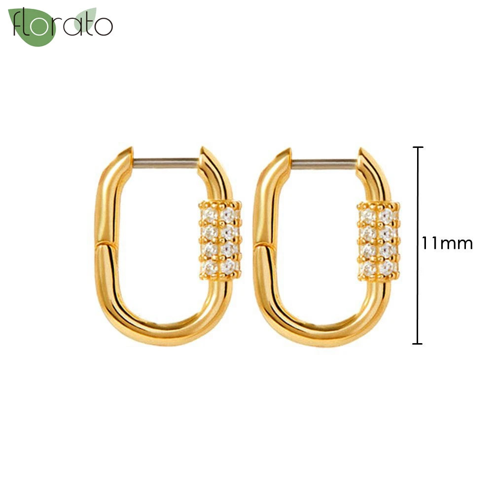 925 Sterling Silver Needle Minimalism 18K Gold Earrings 11mm Small Hoop Earrings for Women Hip Hop Party Fashion Jewelry Gift