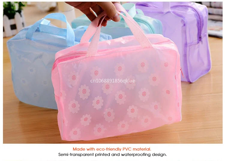 Transparent Waterproof PVC Cosmetic Storage Bag Multicolour Women Organizer for Makeup Pouch Compression Travelling Bath Bags