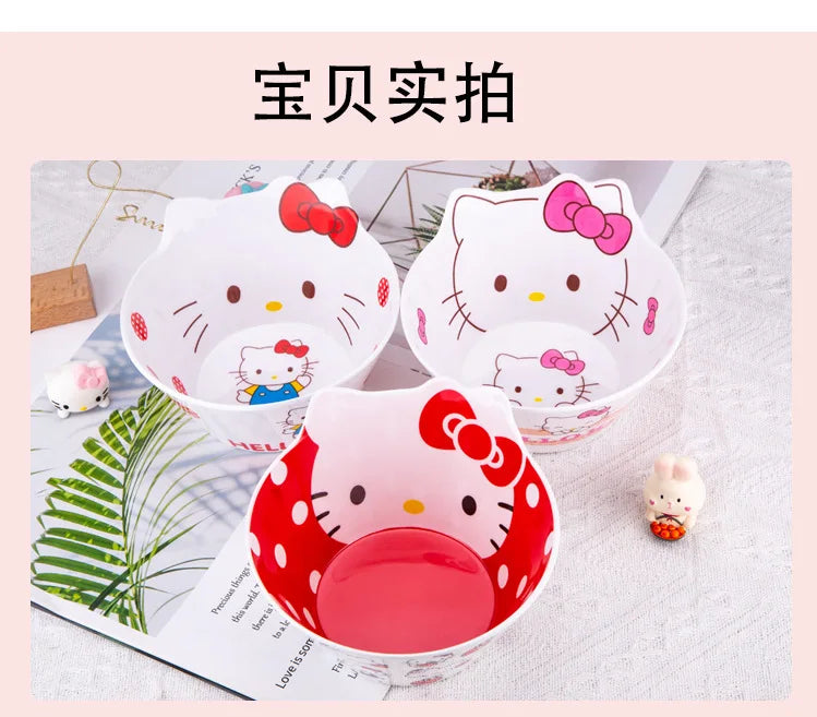 New Sanrio Hello Kitty Bowl My Melody Cartoon Children's Tableware Cute Creative Anti-drop Anti-scald Soup Bowl Kid for Gifts