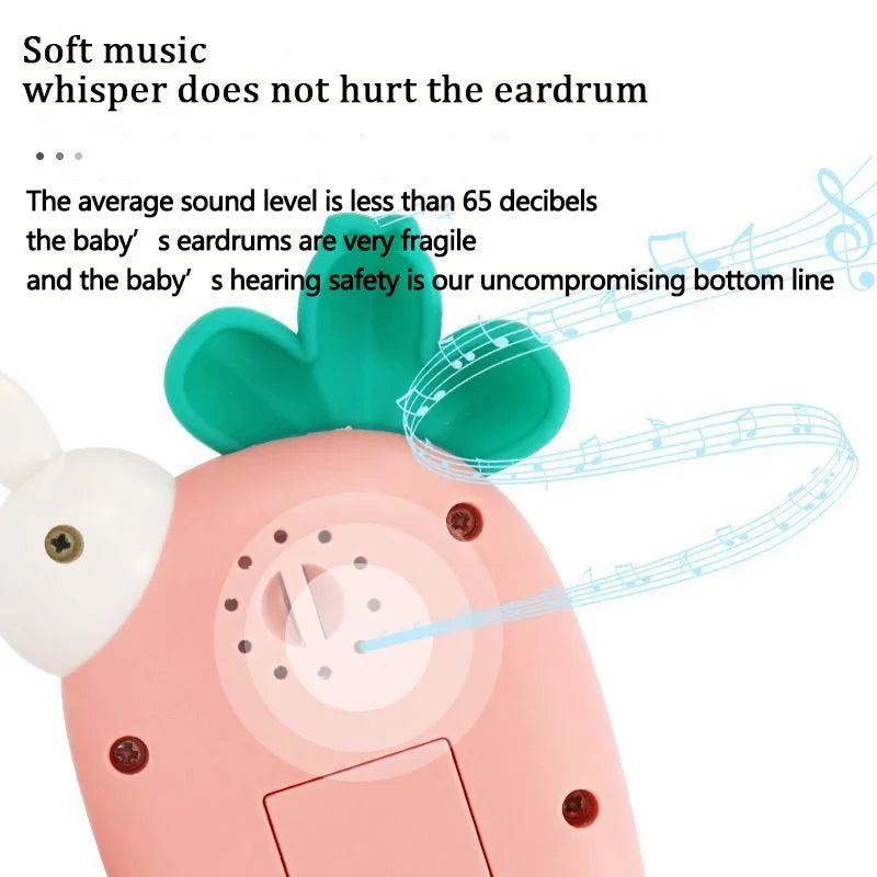 Creative Cartoon Rabbit Carrot Simulation Music Phone Toys Silicone Can Chew Mobile Phones Baby Education Learning Props Gifts