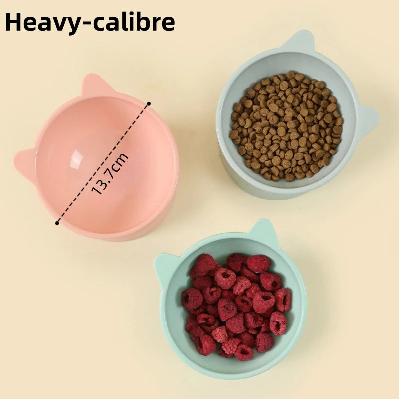 Pet Drinking Eating Bowl, Cat Basin With High Legged Cat Bowl, Cat And Dog Feeding, Tilted Neck Protection Anti-Dumping Pet Bowl