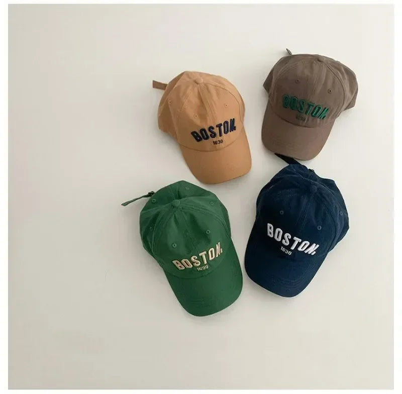 Solid Colors Letter Kids Baseball Cap Embroidery Children Girls Boys Sun Hat Spring Summer Outdoor Adjustable Visor Baby Cap