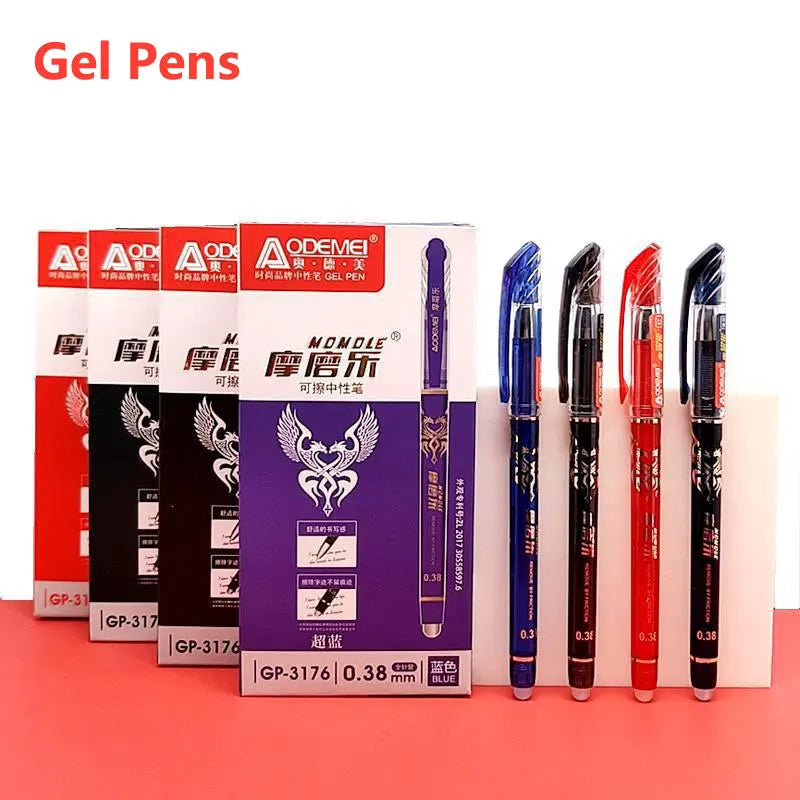 Pen For School Business Supplies Office Erasable Gel Pen Set 0.5mm Needle Tip Gel Ink Pens Refills Rods Write Erase Washable New