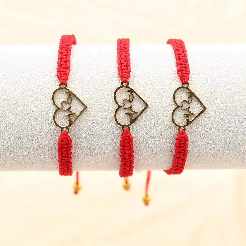 Handmade Red Rope Braided Bracelet Stainless Steel Tibetan Buddhist Lucky Charm Bracelets & Bangles For Women Men Gift