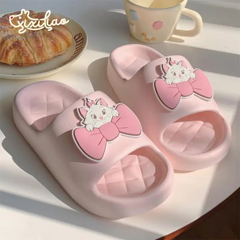 Kawaii Disney Marie Cat Slippers for Women Summer Soft-Soled Eva Slippers for Home Non-Slip Thick-Soled Sandals for Outdoor Wear