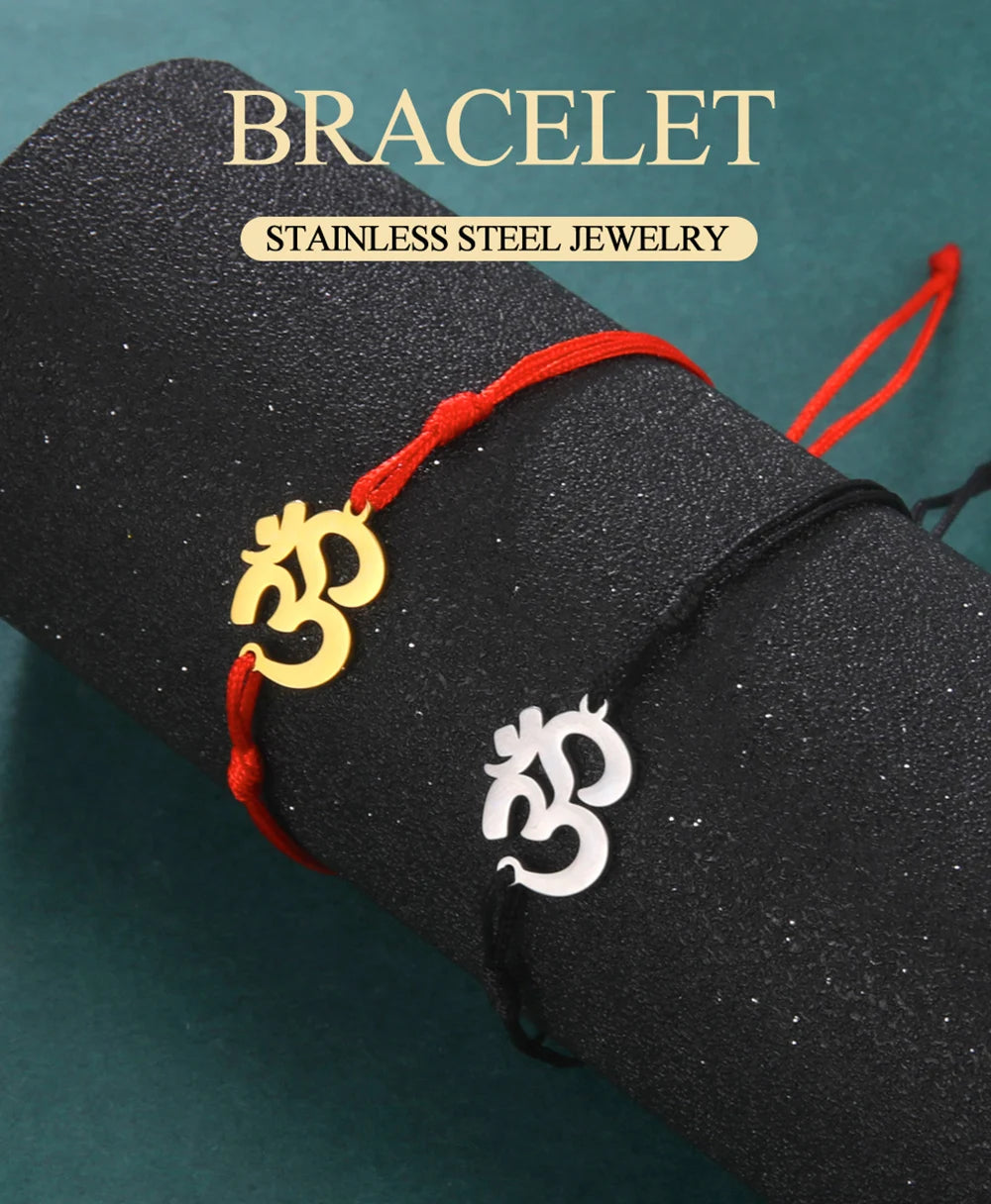 Dawapara OM Aum Symbol Adjustable Bracelet Chakra Hindu Yoga Spiritual Charm Lucky Amulet Stainless Steel Jewelry