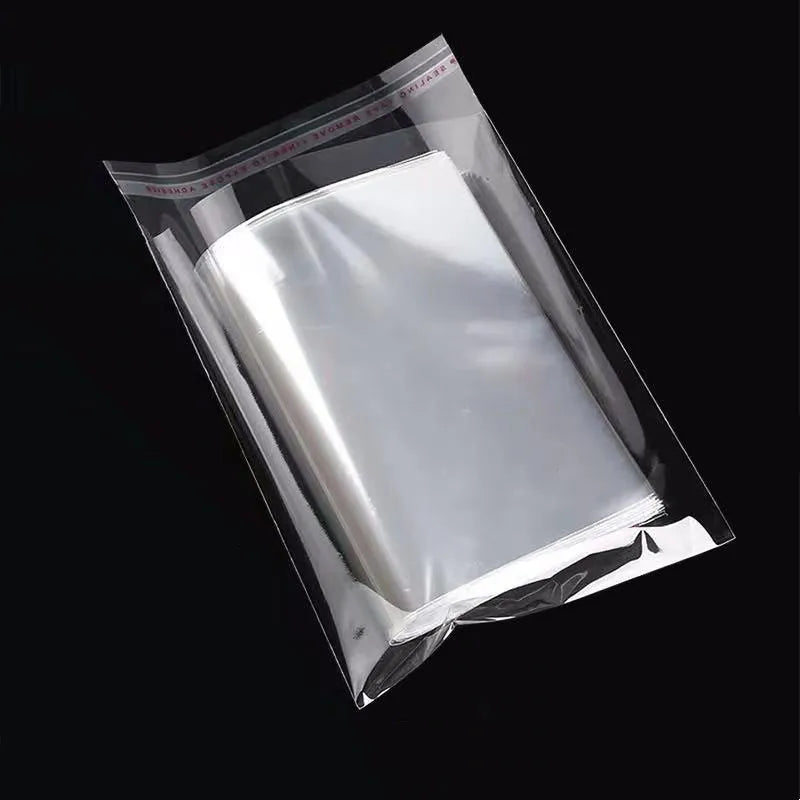 100pcs transparent OPP self-adhesive glass paper bag, self sealing packaging bag for candy, biscuits, toys and party gifts