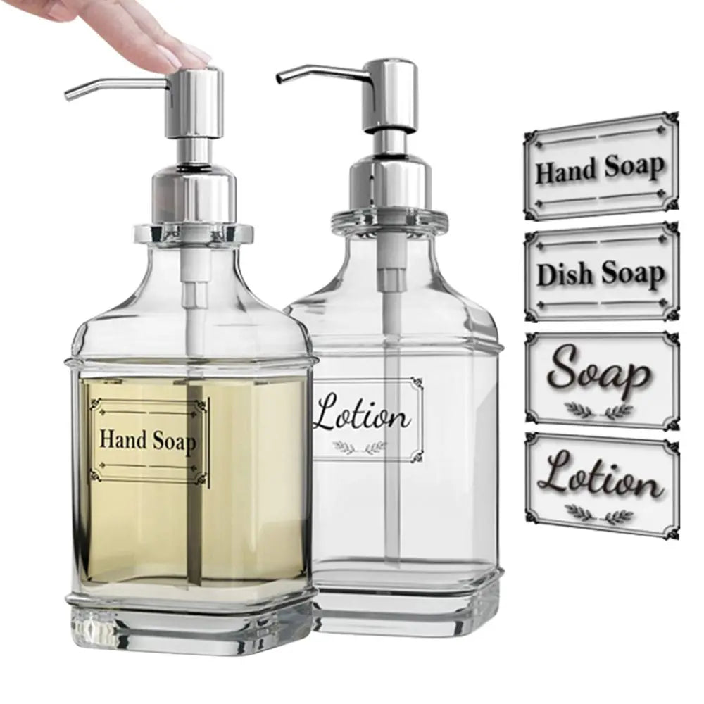 Labels Thick Glass Stainless Steel Pump Press Type Liquid Foam Machine Soap Dispenser Separate Bottle Washing Hand