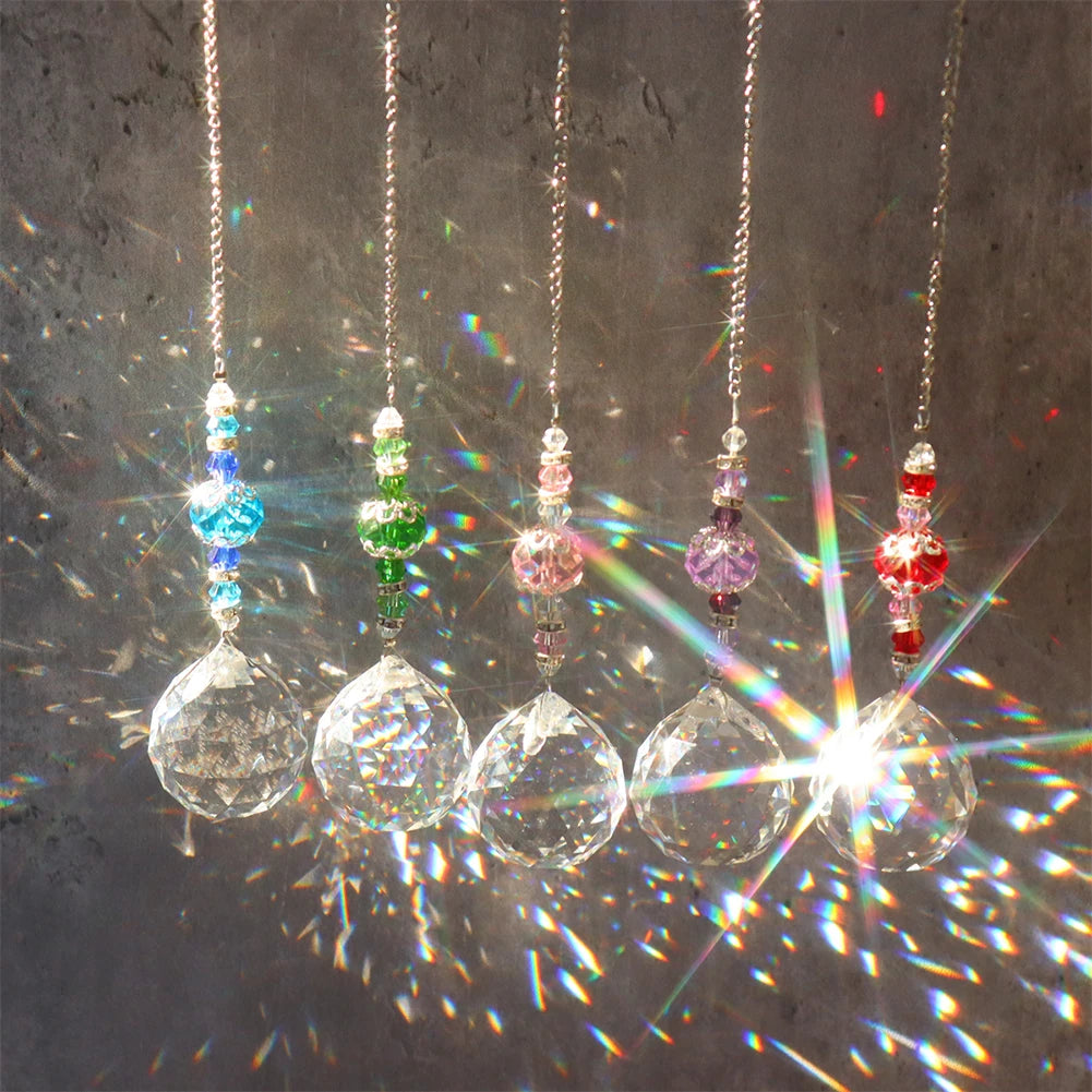 Transparent Ball Crystal Light Collection Pendant Durable Hangable Crystal Reflective Jewelry Window Accessories for Living Room