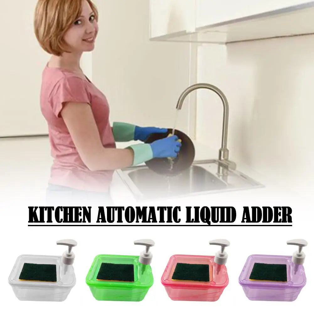 3in1 Soap Dispenser & Scrubber Holder with Sponge Plastic Hand Soap/Dish Soap Dispenser for Kitchen Bathroom