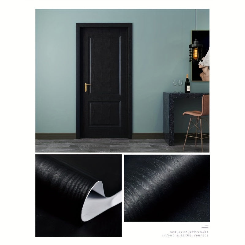 Black Wood Self-adhesive And Removable Wallpaper Vinyl For Countertop Furniture Kitchen Walls Realistic Wood Feel Home Decor
