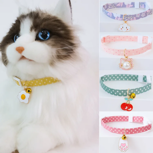 2022New Adjustable Kitten Collar with Bell Cut Pet Cat Collars Breakaway Cats Necklace Puppy Collar Cat Supplies Cat Accessories