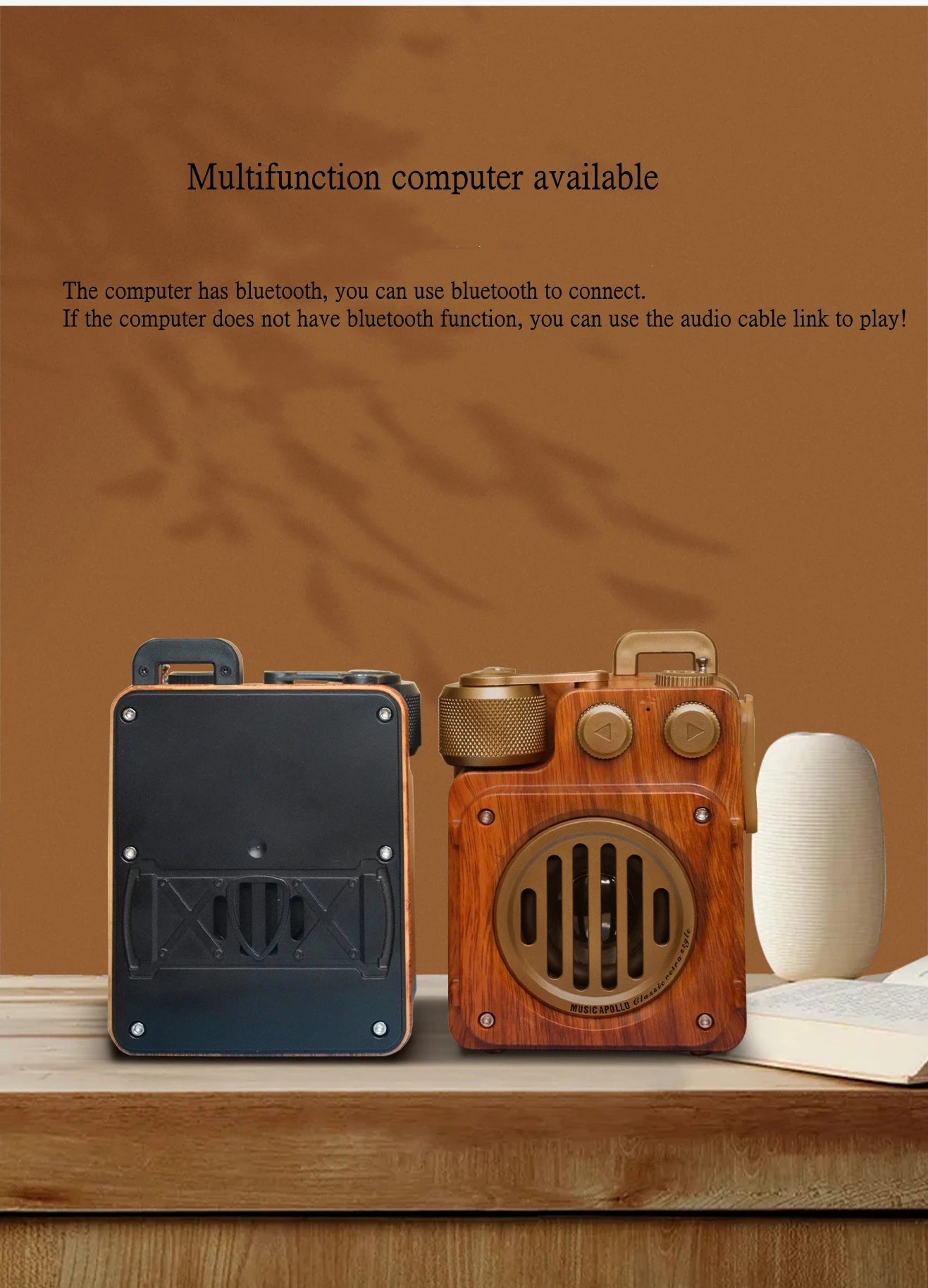 American retro mini  FM radio wireless bluetooth speaker portable subwoofer outdoor  small steel gun creative caixa de som