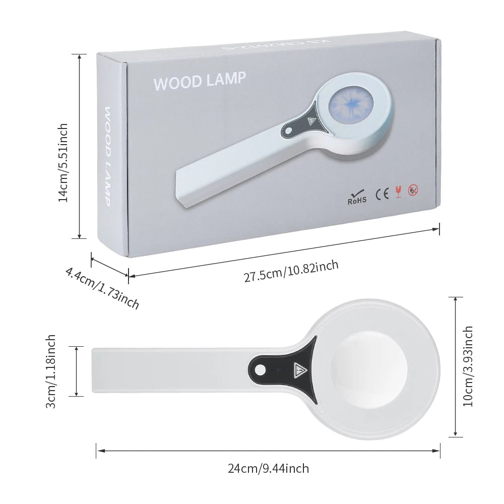 Wood Lamp Portable Skin Analyzer Facial Aesthetic Skin Analyzers Skin Diagnostic Machine Dermatoscope LED Light Skin Detector