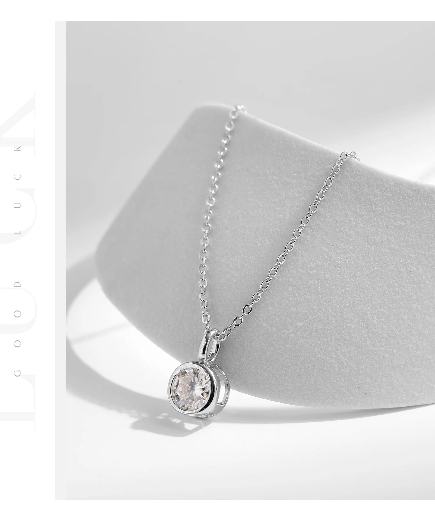 MODIAN 1 Carat D Color Round Bezel Setting Moissanite Pendant Necklace 925 Silver Lab Diamond Women Jewelry With Certificate Box