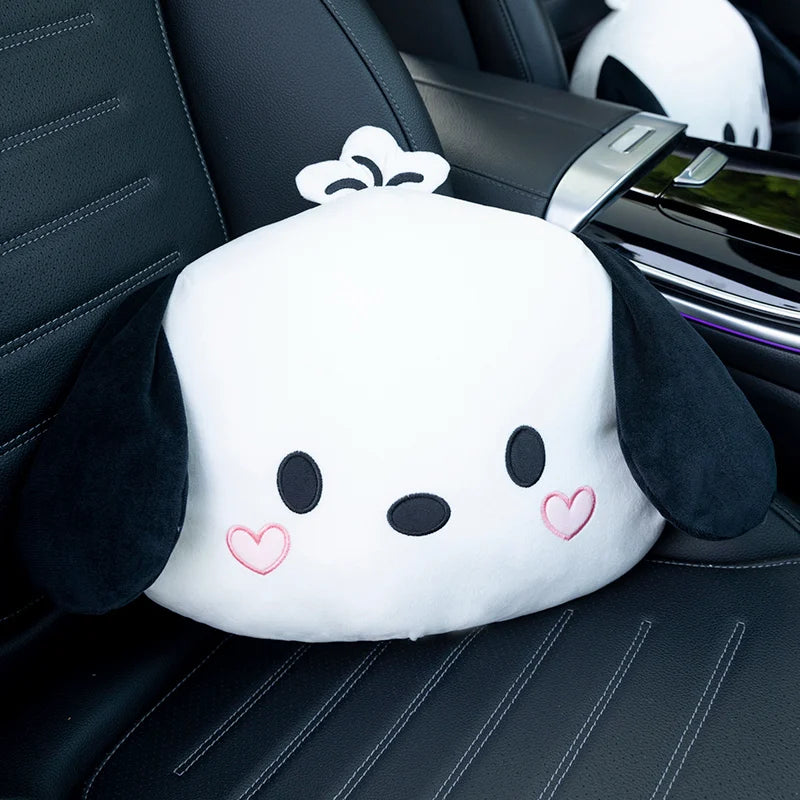Cute Pochacco Headrest Seat Belt Cover For Car Seat Lovely Japanese Style Car Decoration Back Cushion Tissue Box Cover Gifts