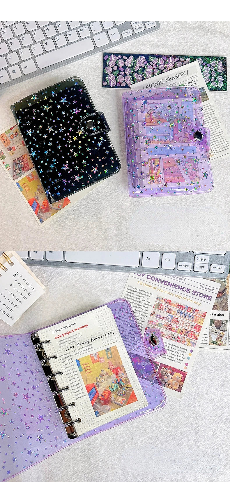 A7 Notebook 6-hole PVC Notebook Cover Loose-leaf Account Book Case Replacement Shell Journal Binder Mini Notebook Planner